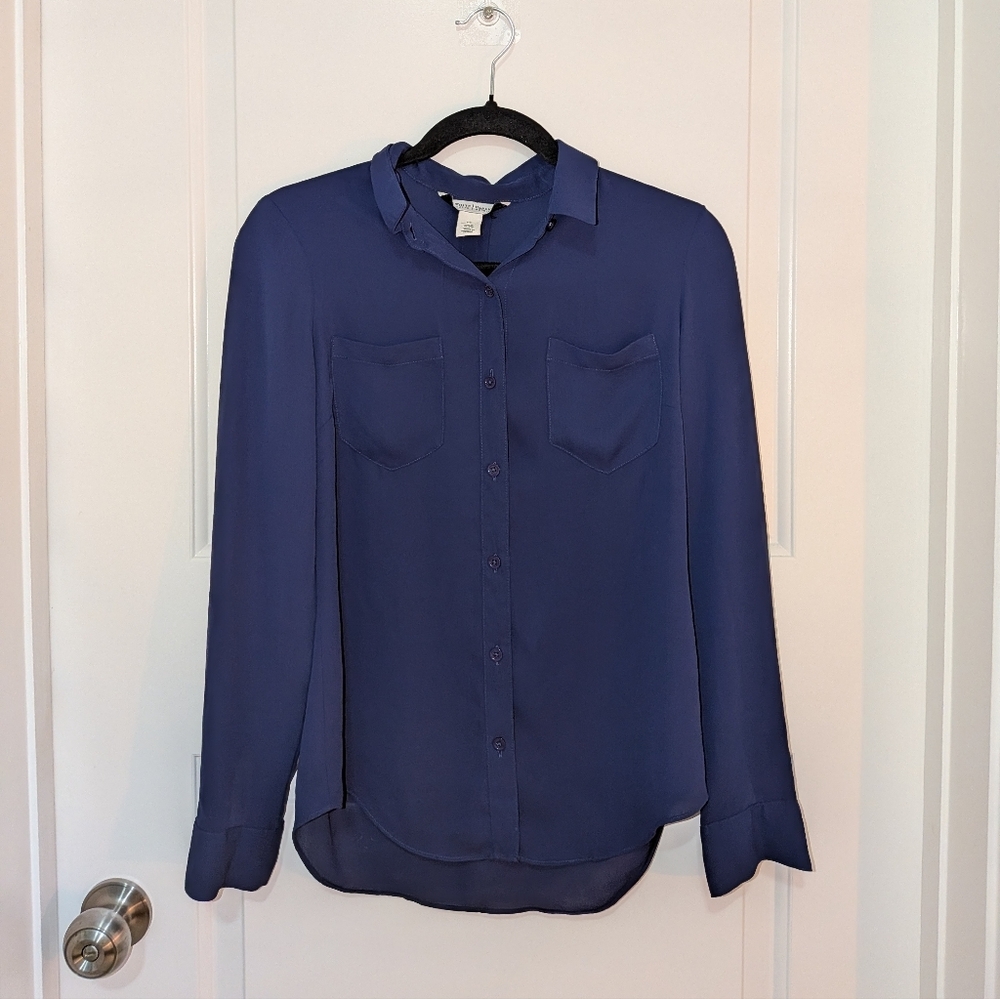 NWOT Women's Navy Blue Button-Up Blouse